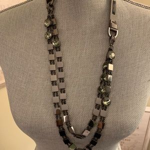 Gorgeous MaxMara metal/fabric/crystal necklace